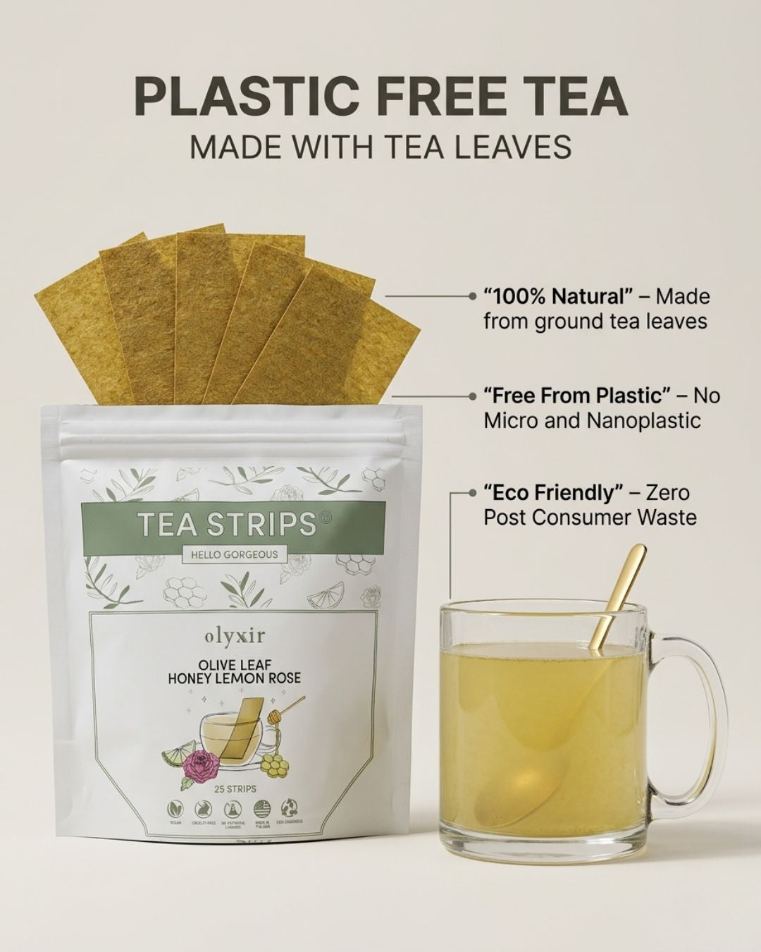 Hello Gorgeous | Olive Leaf Honey Lemon Rose | Makes 25 Cups of Tea