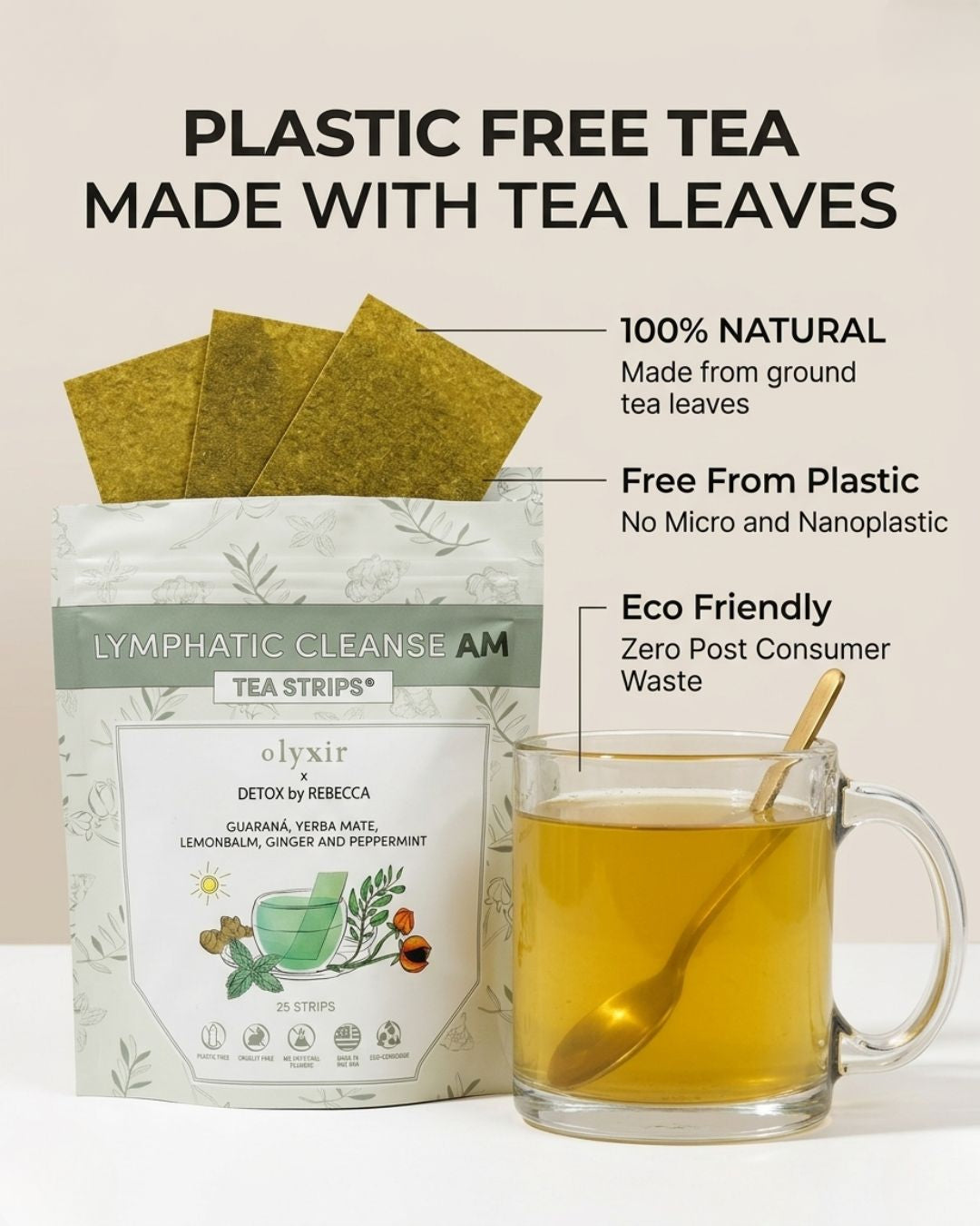 Lymphatic Cleanse Tea Strips AM | Guarana | Makes 25 Cups of Tea