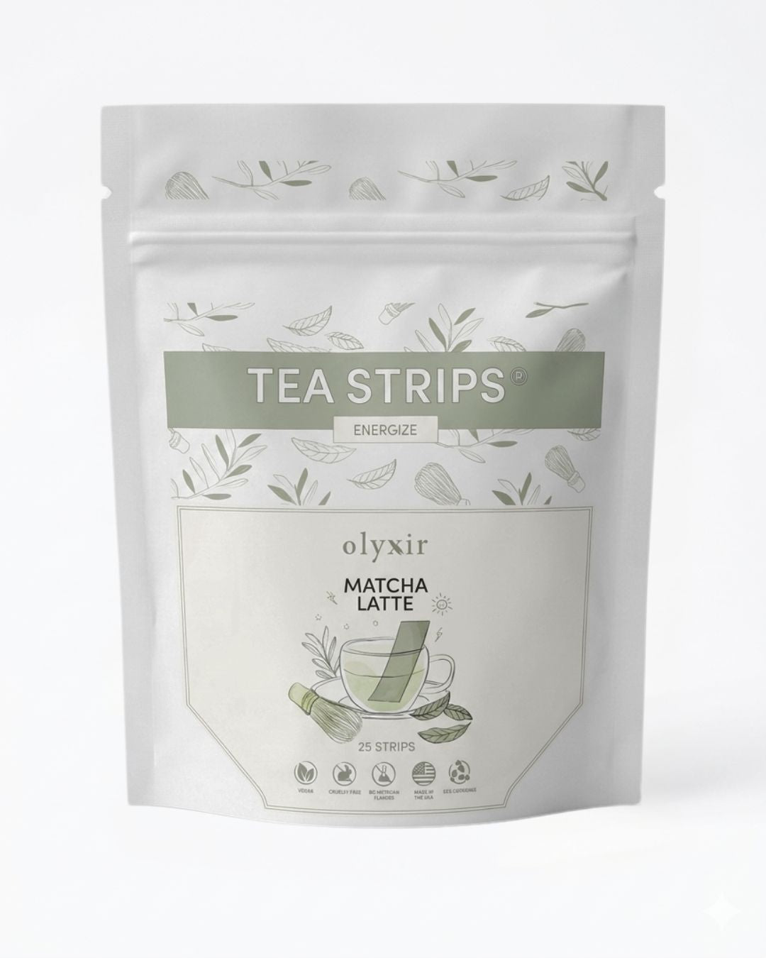 Energize Tea | Matcha Latte Tea Strips | Makes 25 Cups of Tea