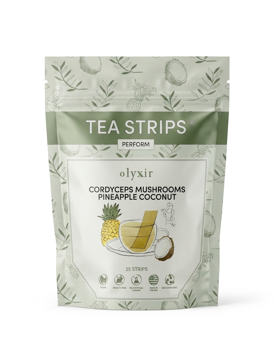 Perform Tea Strips | Cordyceps Mushrooms Pineapple Coconut Tea Strips | Makes 25 Cups of Tea