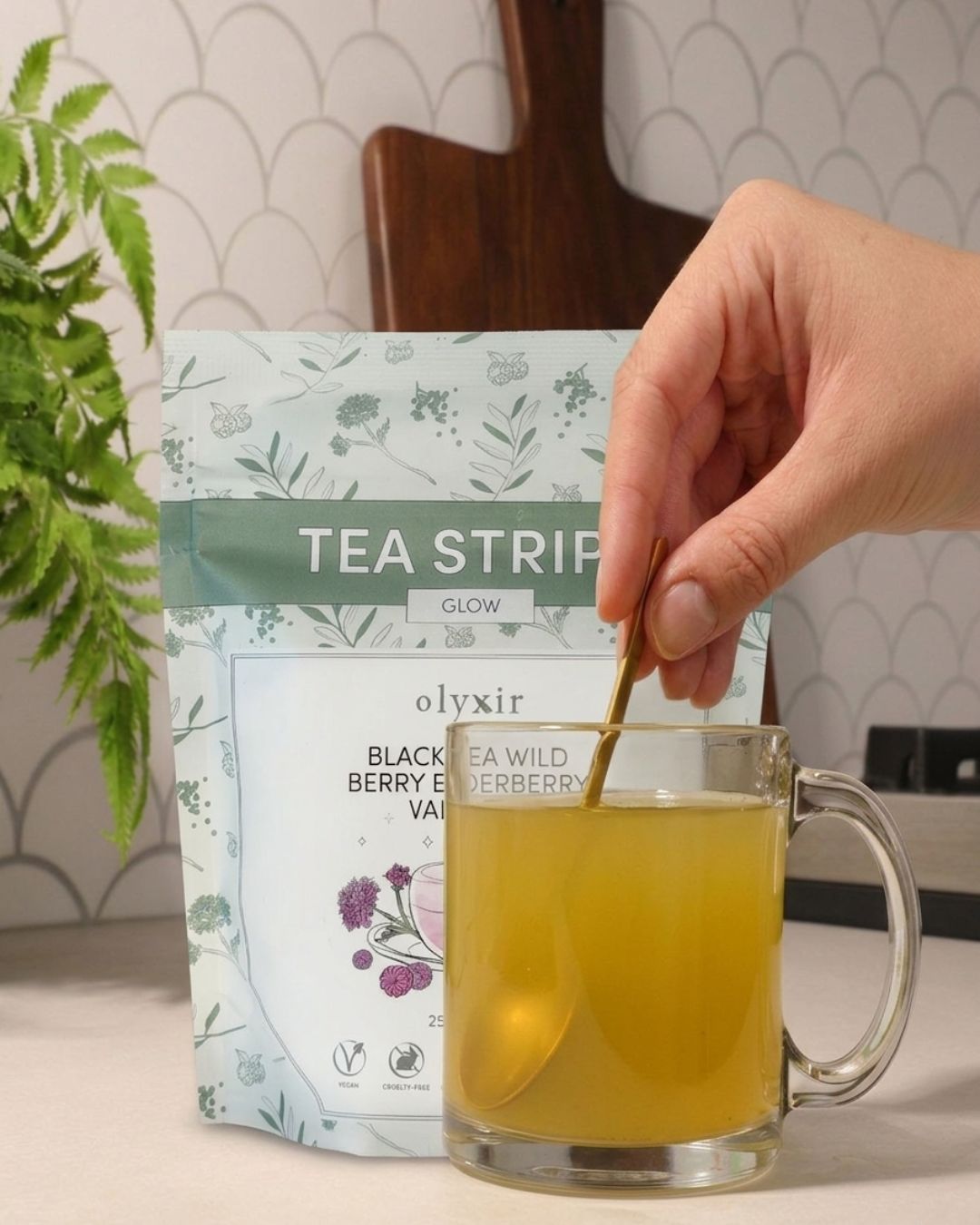 Glow Tea Strips | Black Tea Wild Berry Elderberry Valerian | Makes 25 Cups of Tea