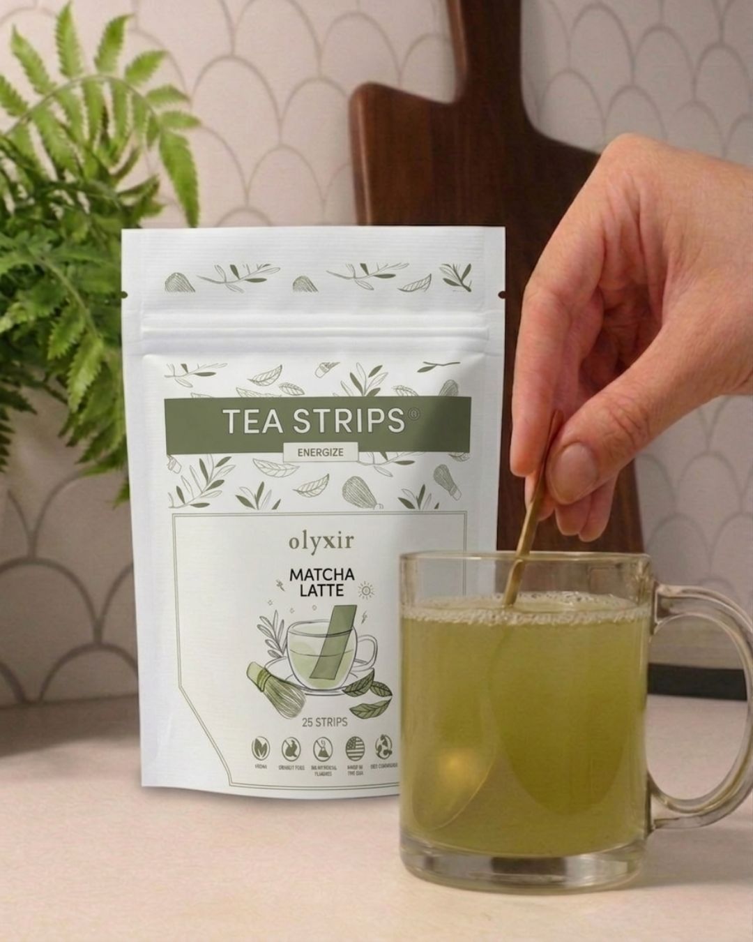 Energize Tea | Matcha Latte Tea Strips | Makes 25 Cups of Tea