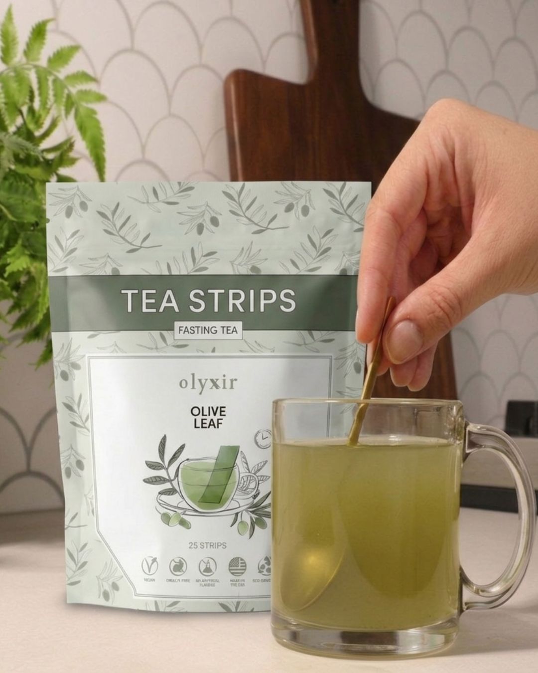 Fasting Tea | Original Olive Leaf Tea Strips | Makes 25 Cups of Tea