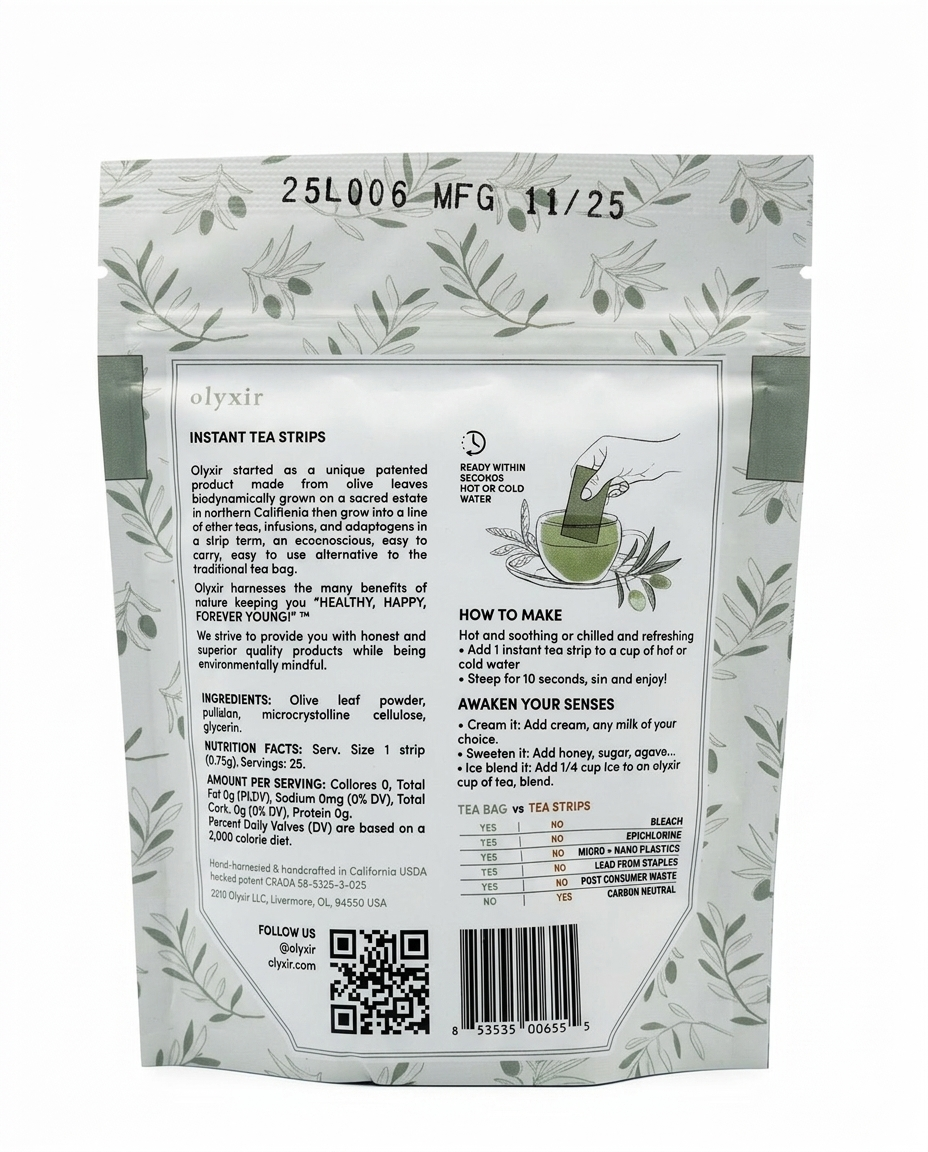 Fasting Tea | Original Olive Leaf Tea Strips | Makes 25 Cups of Tea
