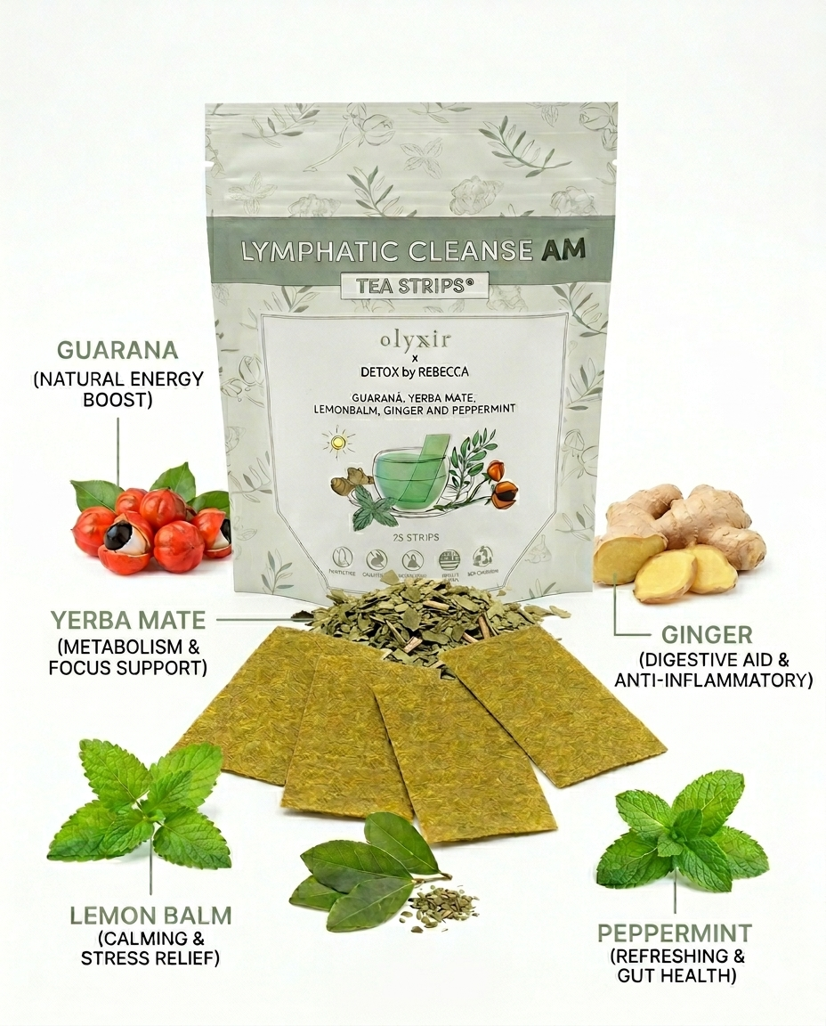 Lymphatic Cleanse Tea Strips AM | Guarana | Makes 25 Cups of Tea