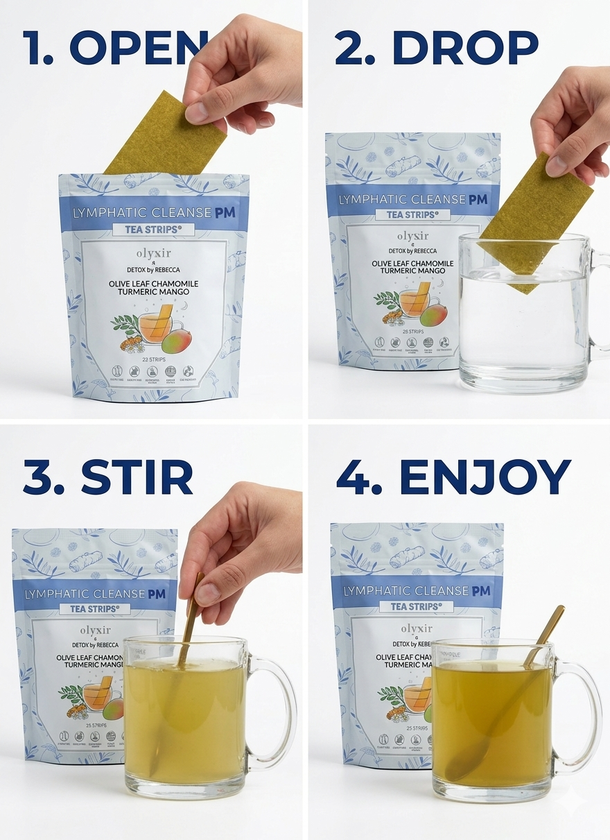 Lymphatic Cleanse PM | Olive Leaf Chamomile Turmeric Mango | Makes 25 Cups of Tea