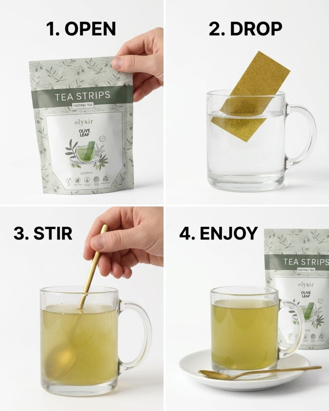 Fasting Tea | Original Olive Leaf Tea Strips | Makes 25 Cups of Tea