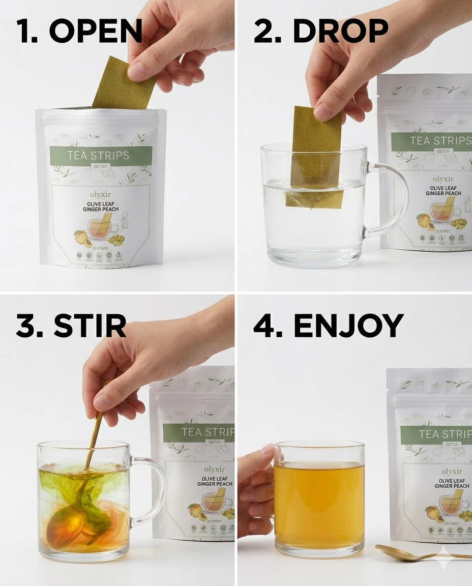Detox | Ginger Peach Tea Strips | Makes 25 Cups of Tea