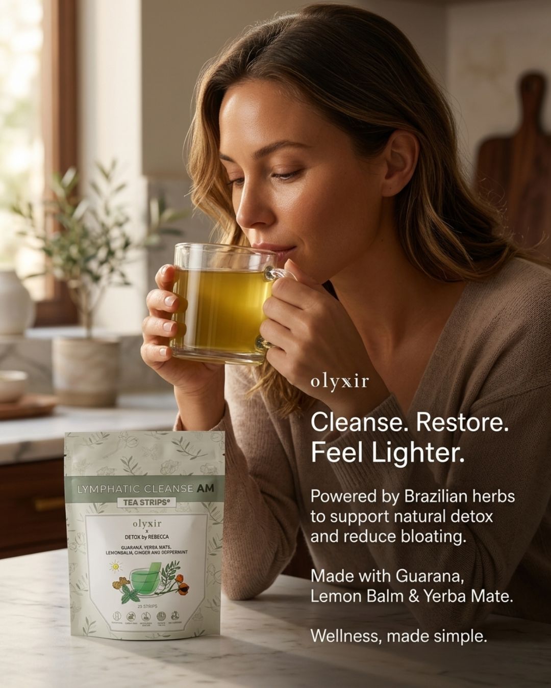 Lymphatic Cleanse Tea Strips AM | Guarana | Makes 25 Cups of Tea