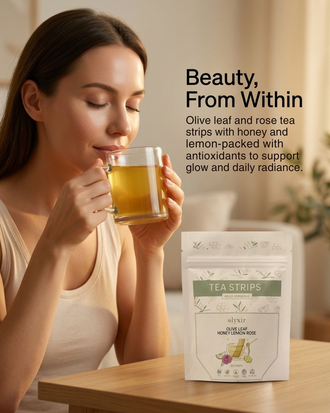 Hello Gorgeous | Olive Leaf Honey Lemon Rose | Makes 25 Cups of Tea