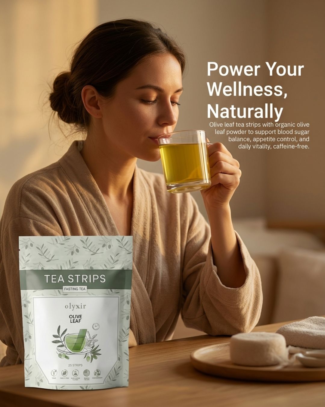 Fasting Tea | Original Olive Leaf Tea Strips | Makes 25 Cups of Tea