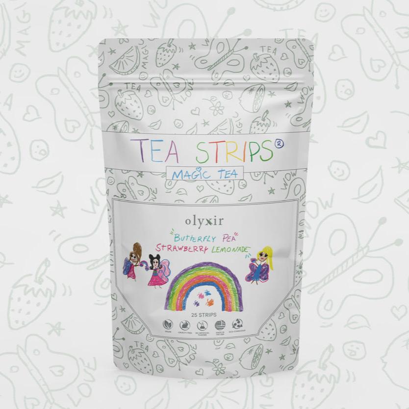 kids tea strips pouch with fairies and rainbow