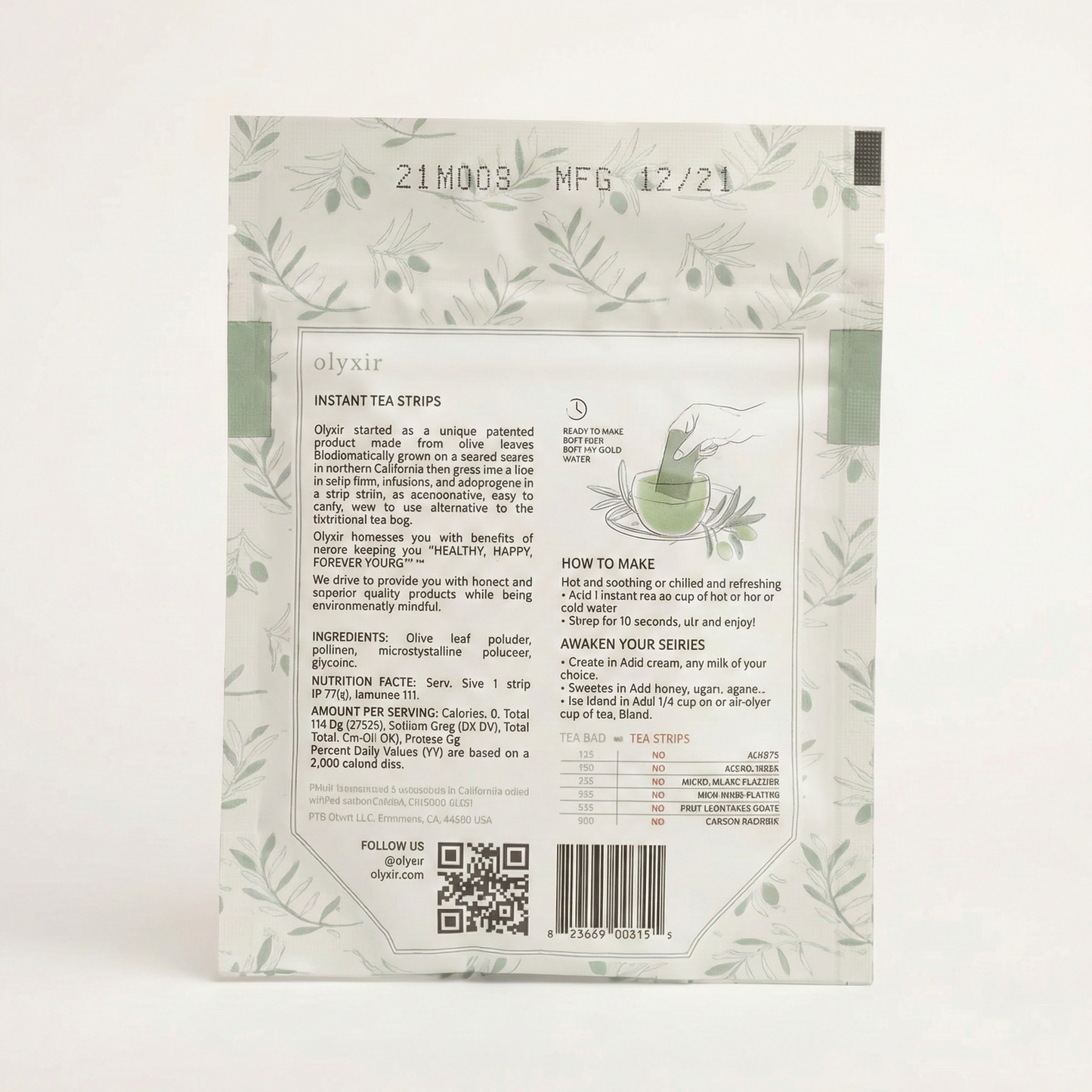Energize Tea | Matcha Latte Tea Strips | 25 Servings
