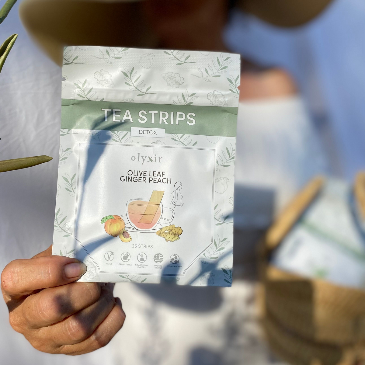Detox Tea - Olyxir Olive Leaf Ginger Peach Tea Strips