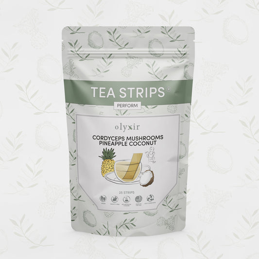 Perform Tea Strips | Cordyceps Mushrooms Pineapple Coconut Tea Strips | 25 Servings